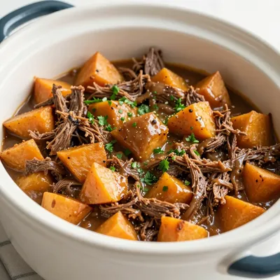 cozy slow cooker beef and sweet potato casserole for family meals