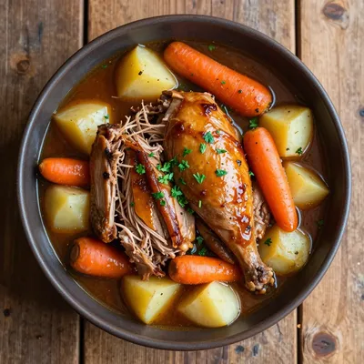 cozy winter slow cooker turkey and root vegetable stew for families