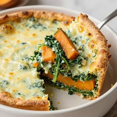 creamy garlic spinach and sweet potato bake for cozy winter dinners