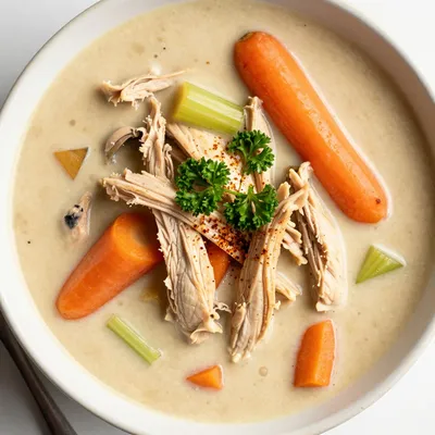 creamy slow cooker chicken and root vegetable soup for postholiday detox