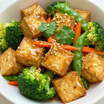 Crispy Tofu Stir Fry with Peanut Sauce for Meal Prep