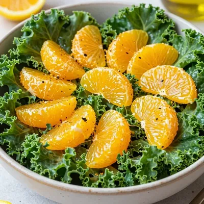 detox citrus and kale salad with oranges and lemon vinaigrette