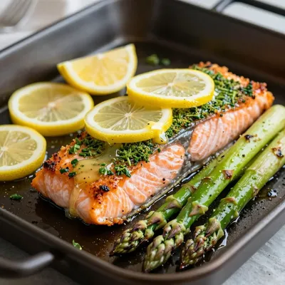 Easy Sheet Pan Lemon Herb Salmon And Asparagus