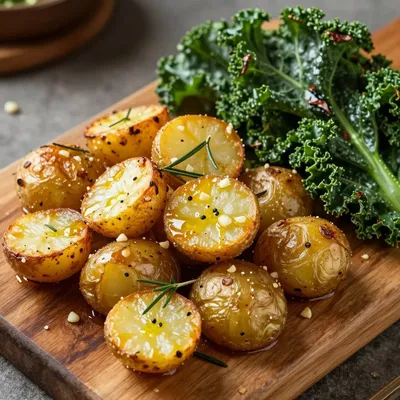 garlic roasted potatoes and kale for comforting winter dinners