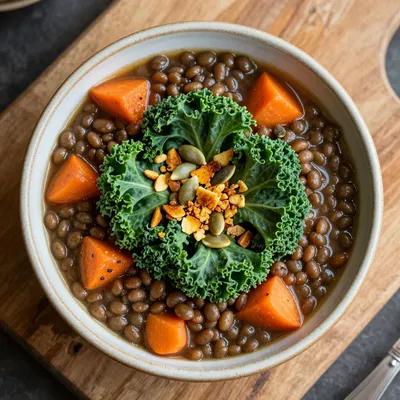 healthy batchcooked lentil carrot and kale stew for easy dinners