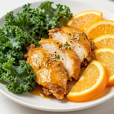 healthy citrus chicken with oranges and kale for new year detox meals