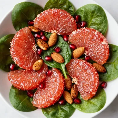 healthy citrus winter salad with spinach and grapefruit for new year meals