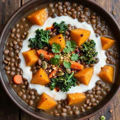 healthy highprotein lentil and winter squash stew for january
