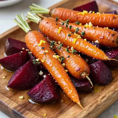 healthy lemon garlic roasted beets and carrots for clean january meals
