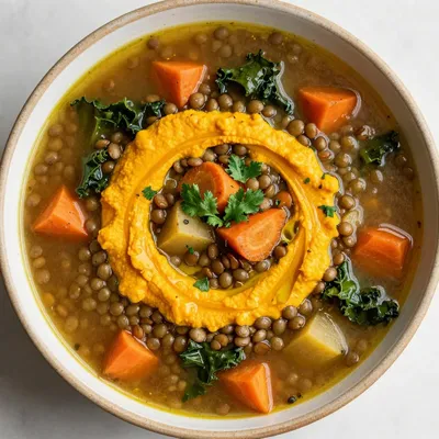healthy onepot lentil and winter vegetable soup for cozy january nights