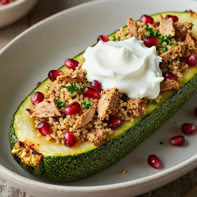 Healthy Quinoa and Turkey Stuffed Zucchini Boats
