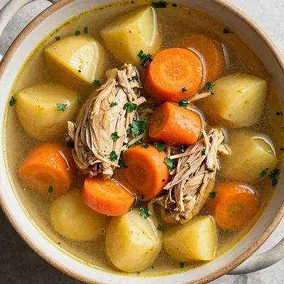healthy slow cooker chicken and root vegetable soup for january evenings