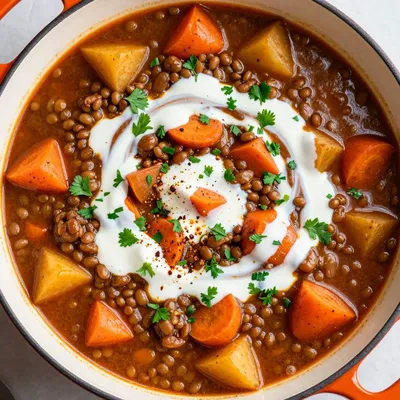 hearty one pot lentil and root vegetable stew for cold days