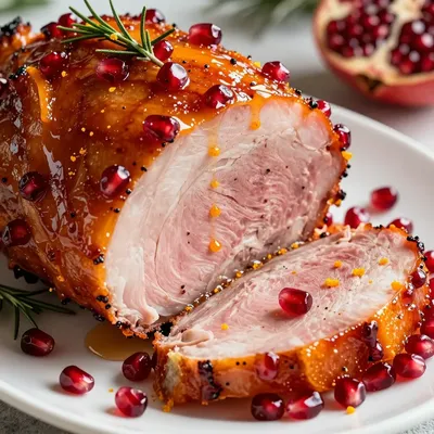 holiday ham glazed with pomegranate and citrus sauce