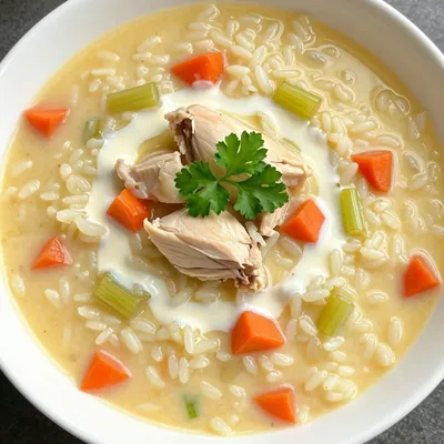 Kid Friendly Chicken and Rice Soup with Creamy Texture