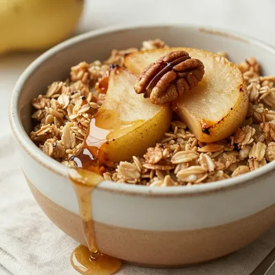 Warm Cinnamon Pear Baked Oatmeal For A Winter Morning