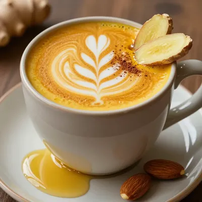 Warm Golden Milk Latte with Almond and Ginger