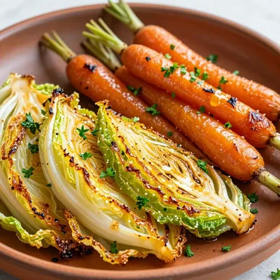 warm lemon garlic roasted cabbage and carrots for light suppers