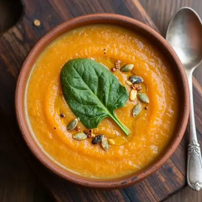 warm sweet potato spinach and carrot soup for january dinners