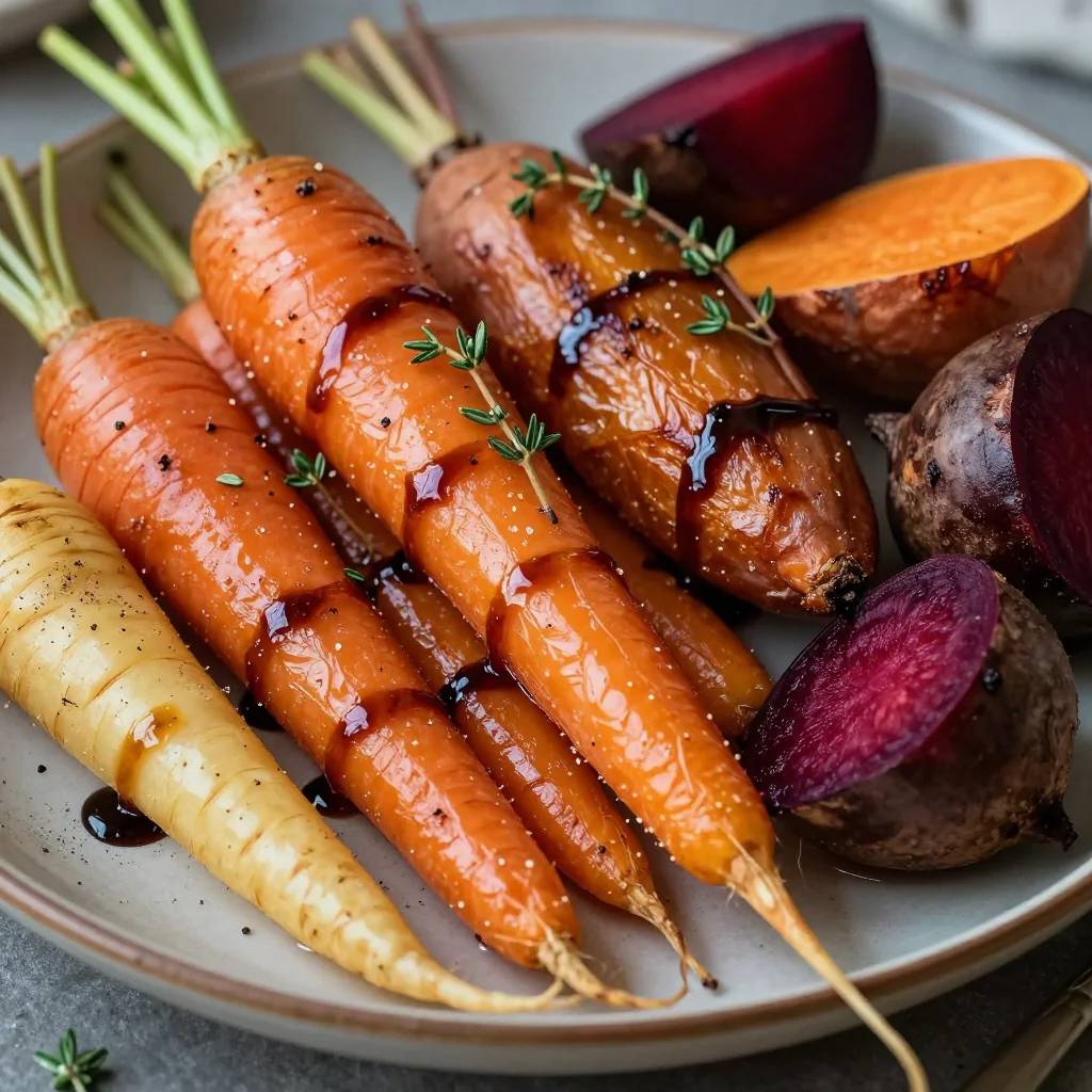 budget friendly roasted root vegetables with balsamic glaze for january