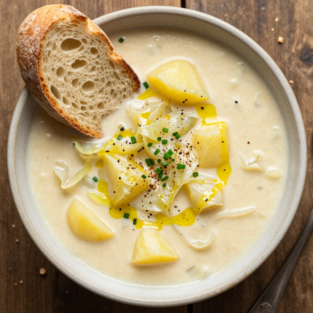 budgetfriendly creamy cabbage and potato soup for family dinners