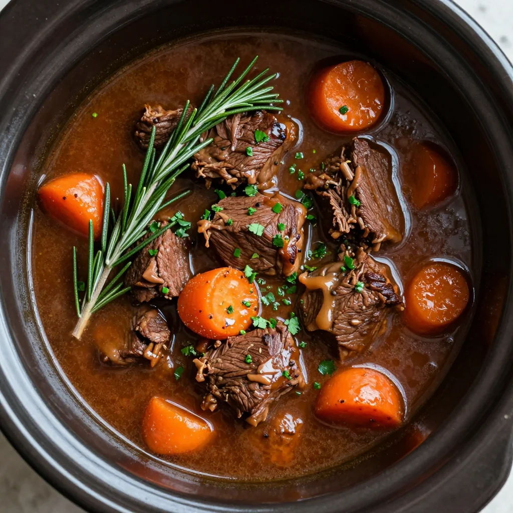 cozy slow cooker beef and carrot stew with fresh herbs for weeknights