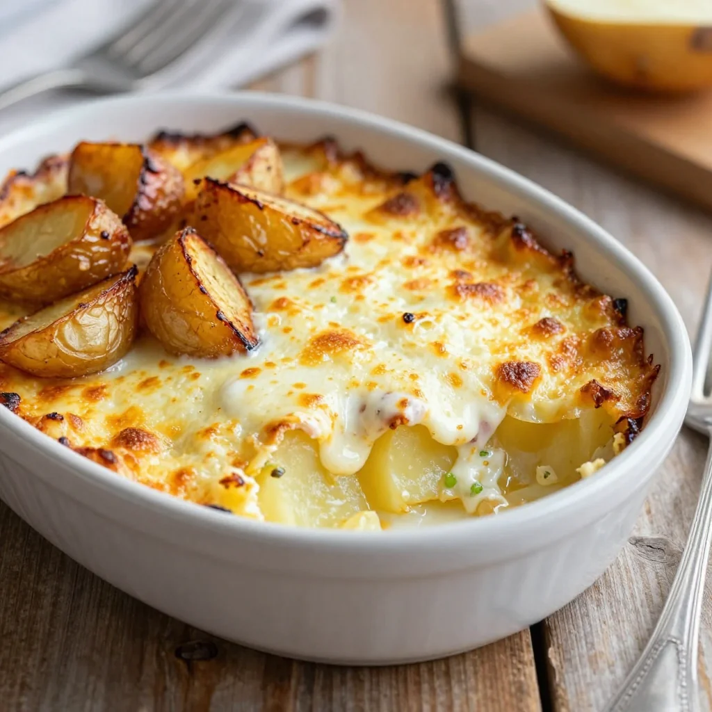 creamy garlic potato gratin with roasted turnips for cozy dinners