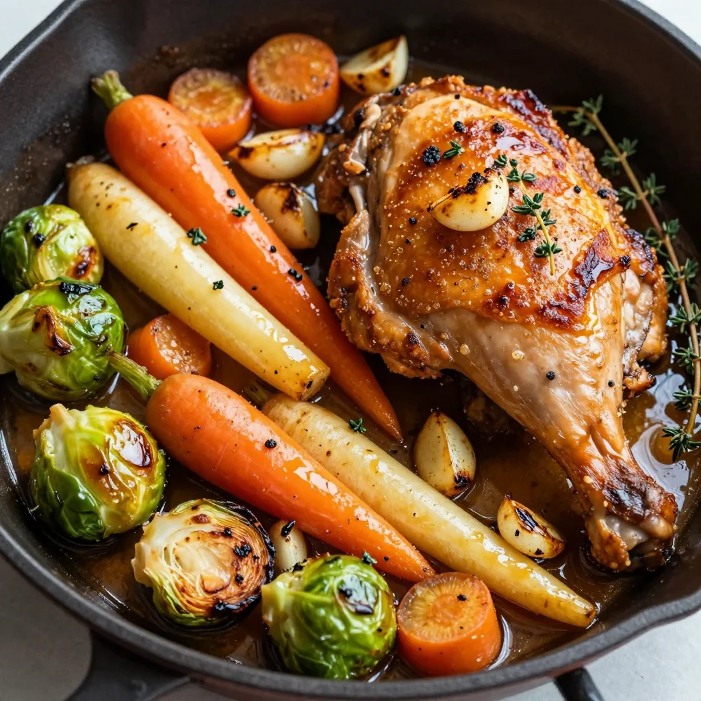 easy one pot garlic roasted chicken and winter vegetables for weeknight meals