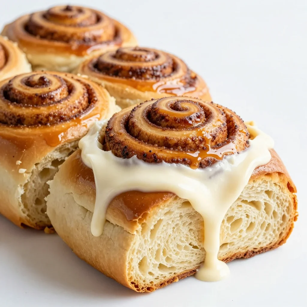 fluffy cinnamon rolls with cream cheese frosting for holiday brunch