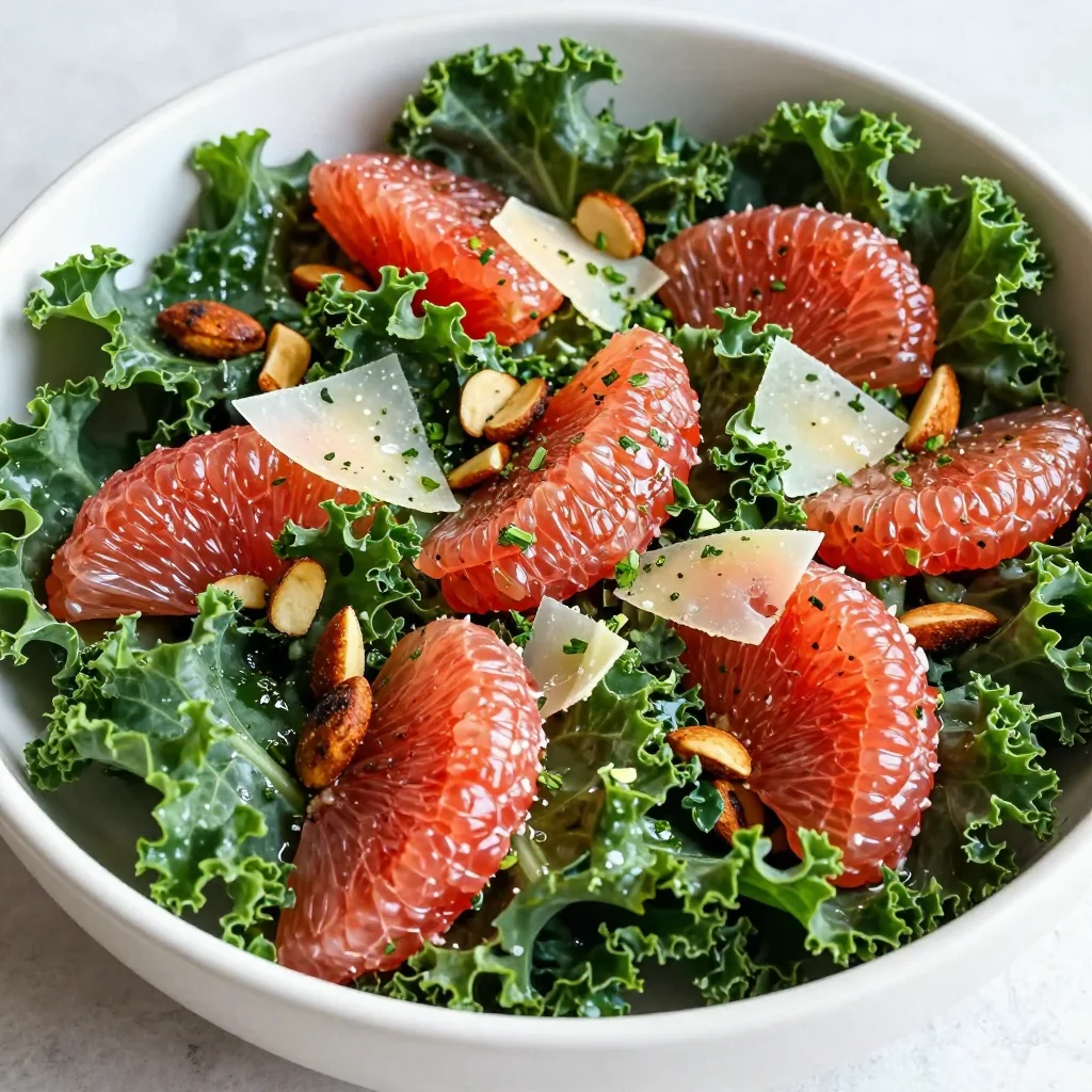 healthy citrus and kale salad with grapefruit and herb dressing