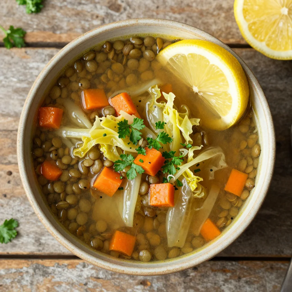 healthy onepot lentil and cabbage soup for postholiday detox
