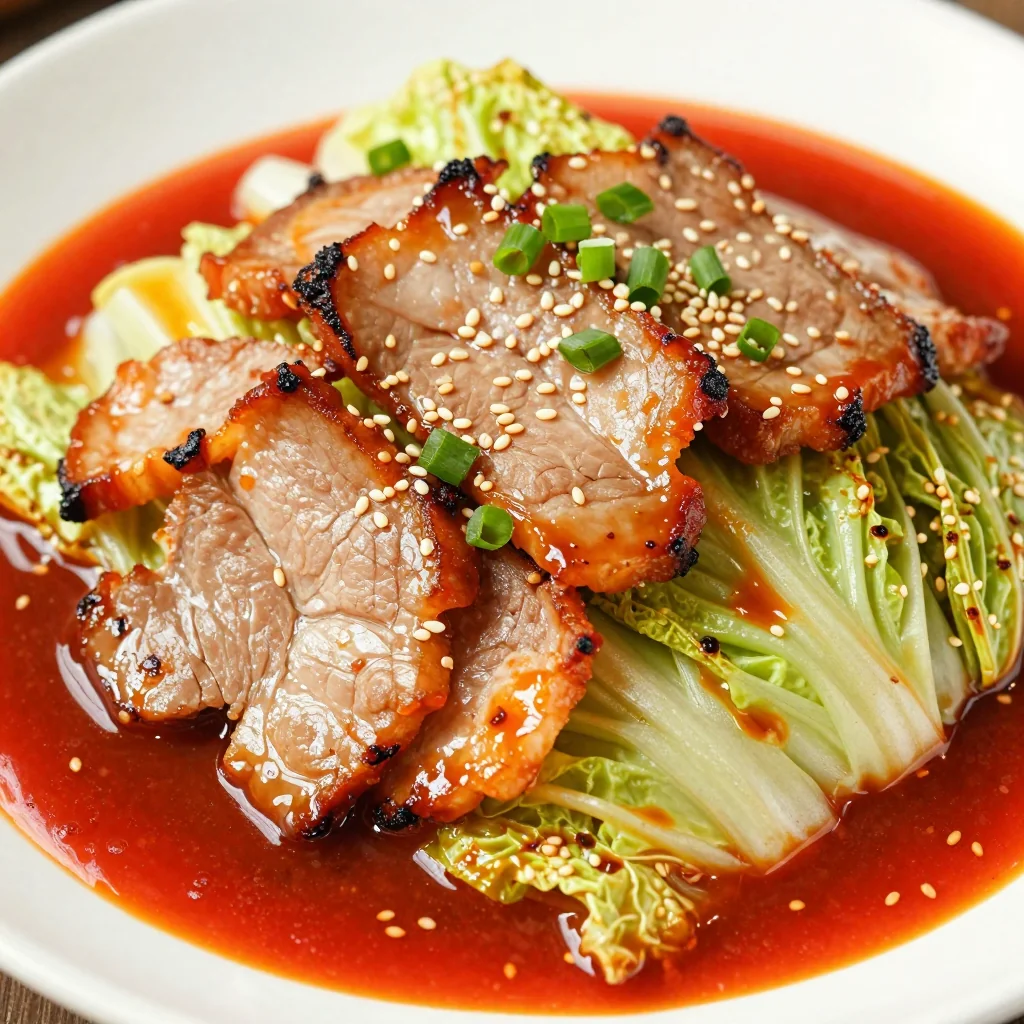 Quick Pork and Cabbage Stir Fry with a Spicy Gochujang Sauce