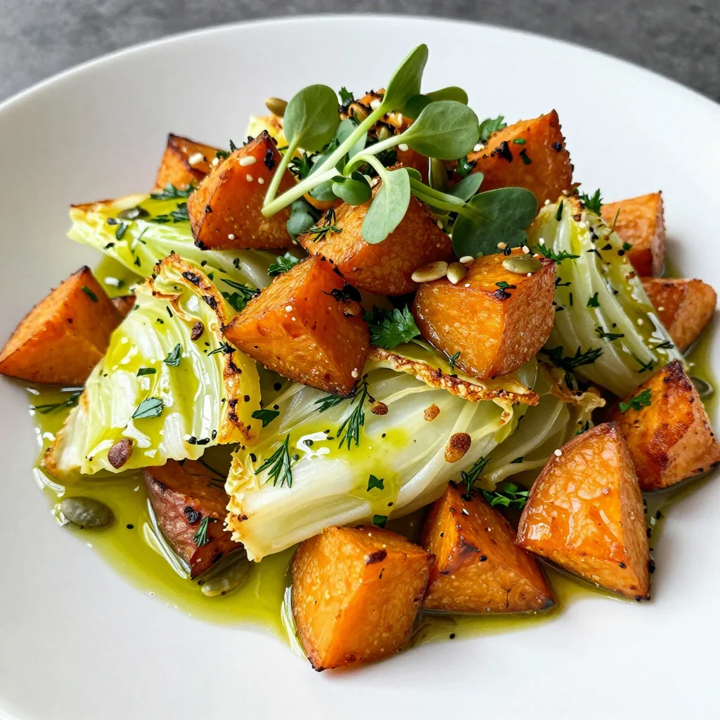 roasted sweet potato and cabbage salad with lemon herb dressing for detox