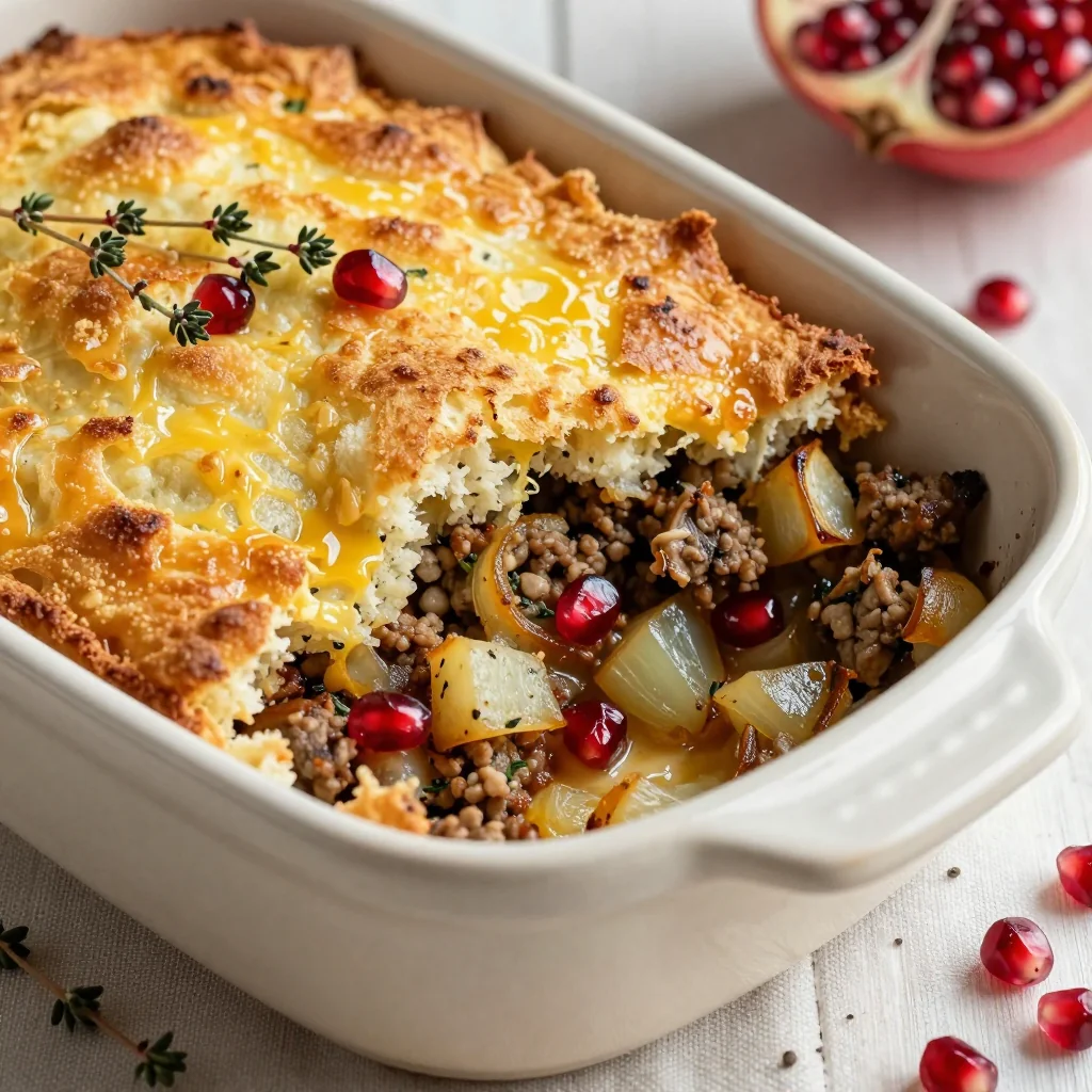 savory garlic and herb stuffing with sausage for christmas dinner