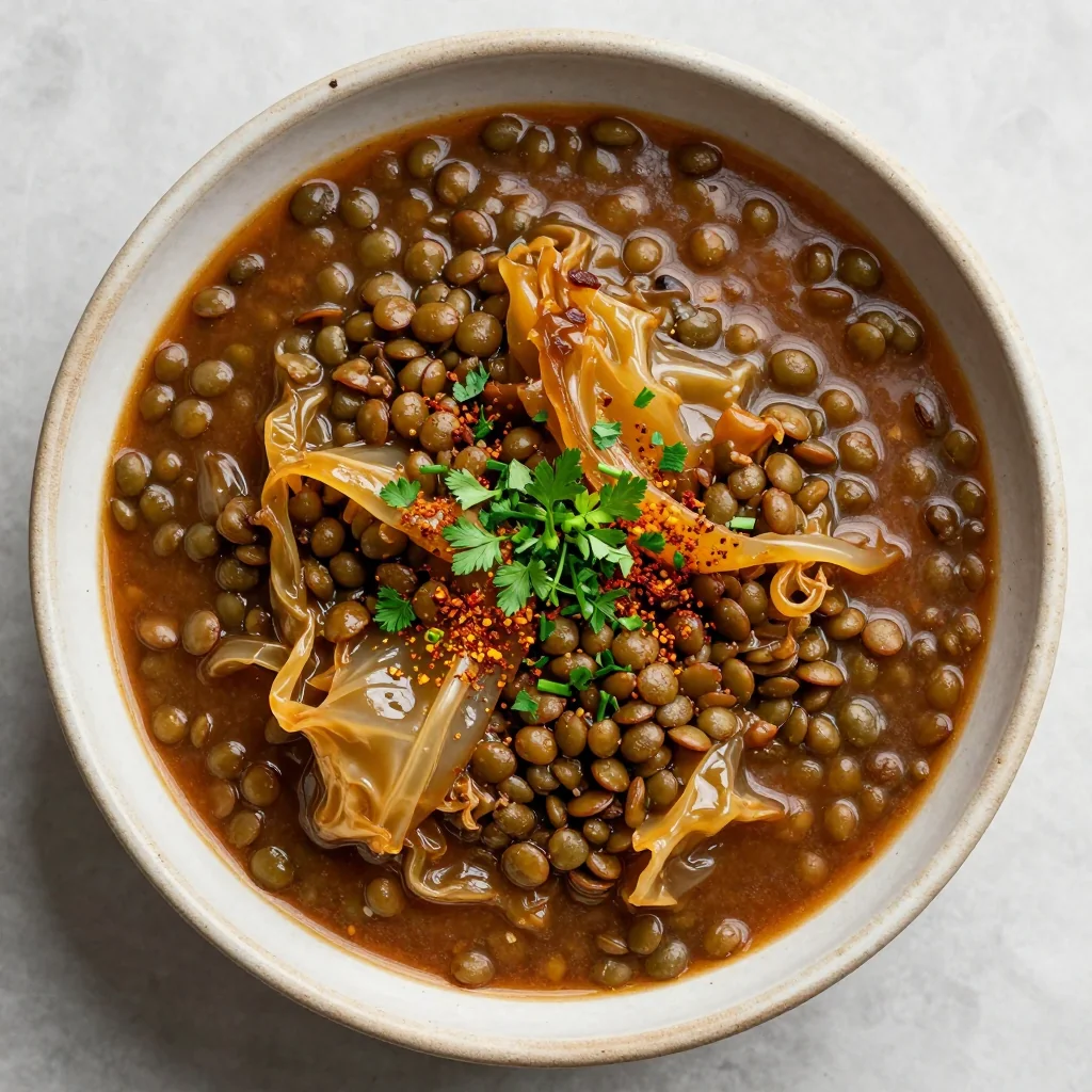 slow cooker lentil and cabbage stew for high protein family dinners