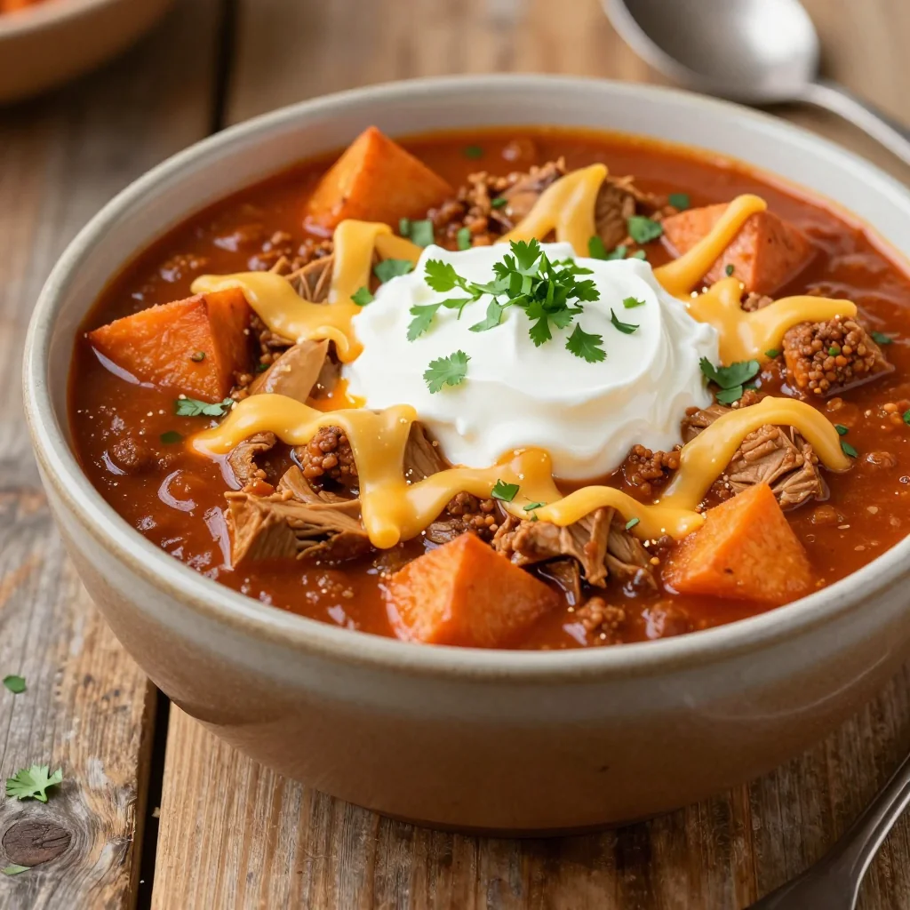 slow cooker turkey chili with sweet potatoes for cozy january nights