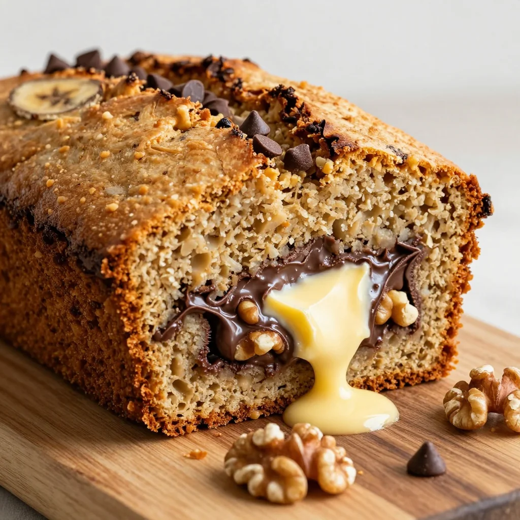 Warm Chocolate Chip Banana Bread with Walnuts for Dessert