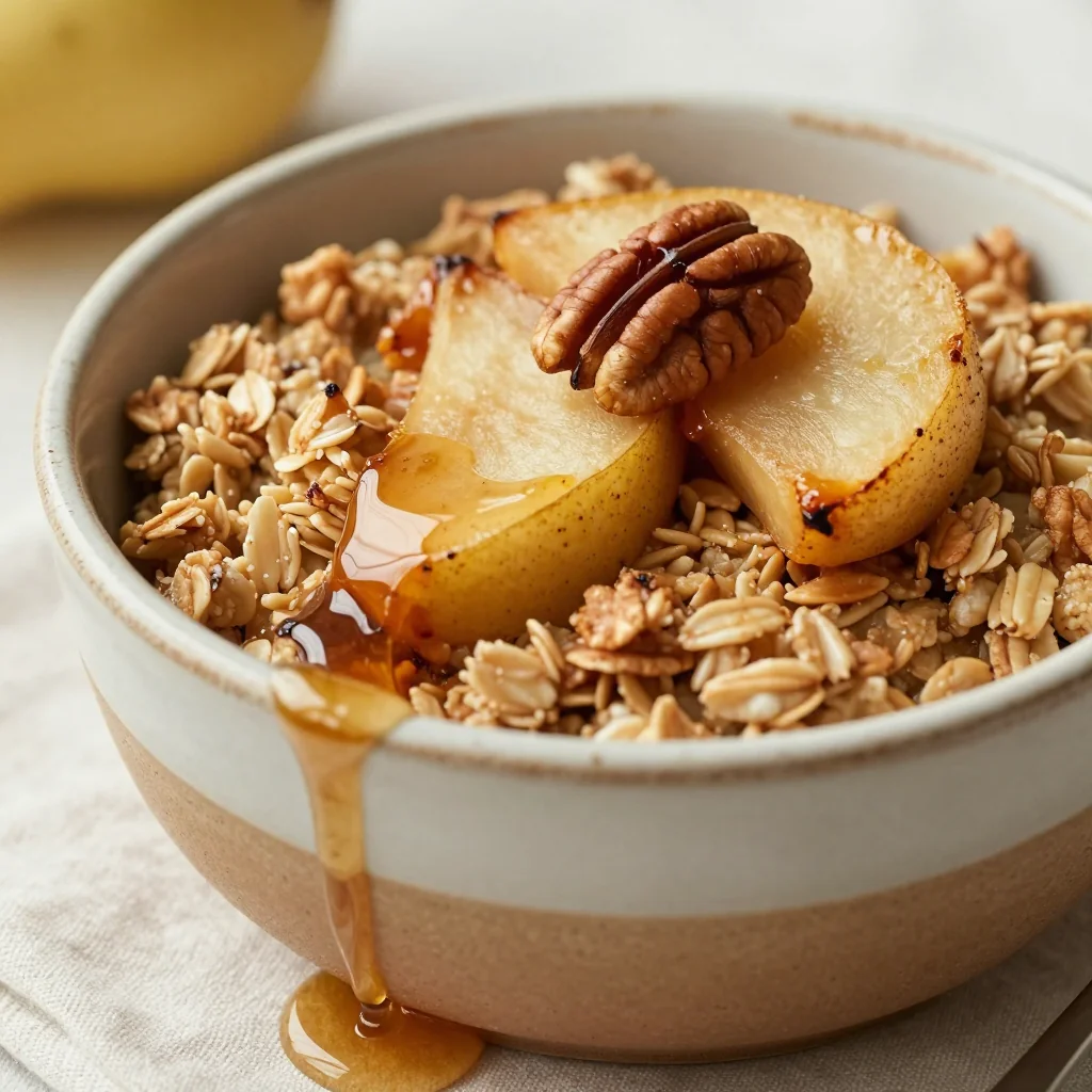 Warm Cinnamon Pear Baked Oatmeal For A Winter Morning