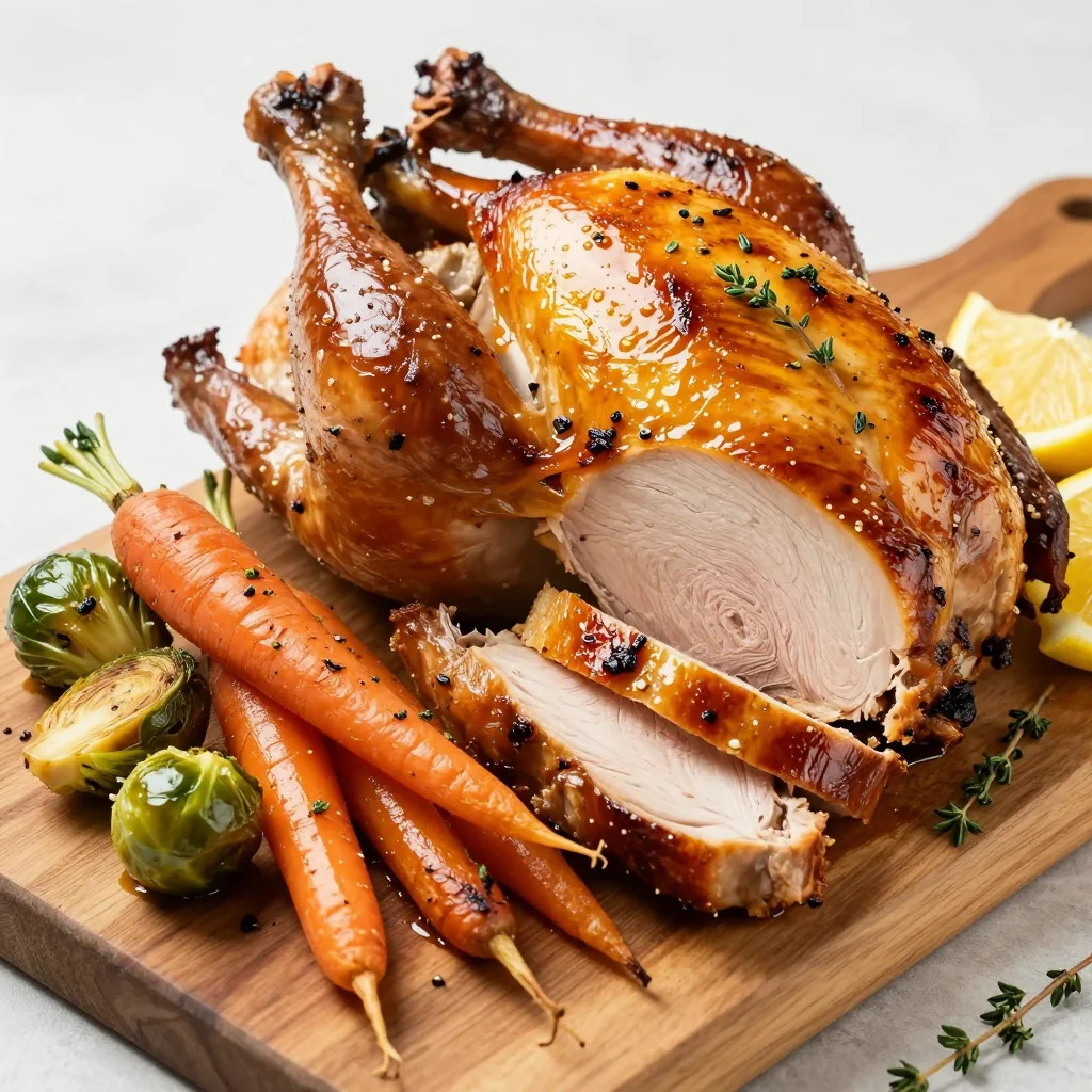 warm lemon garlic roasted turkey breast with roasted winter veggies