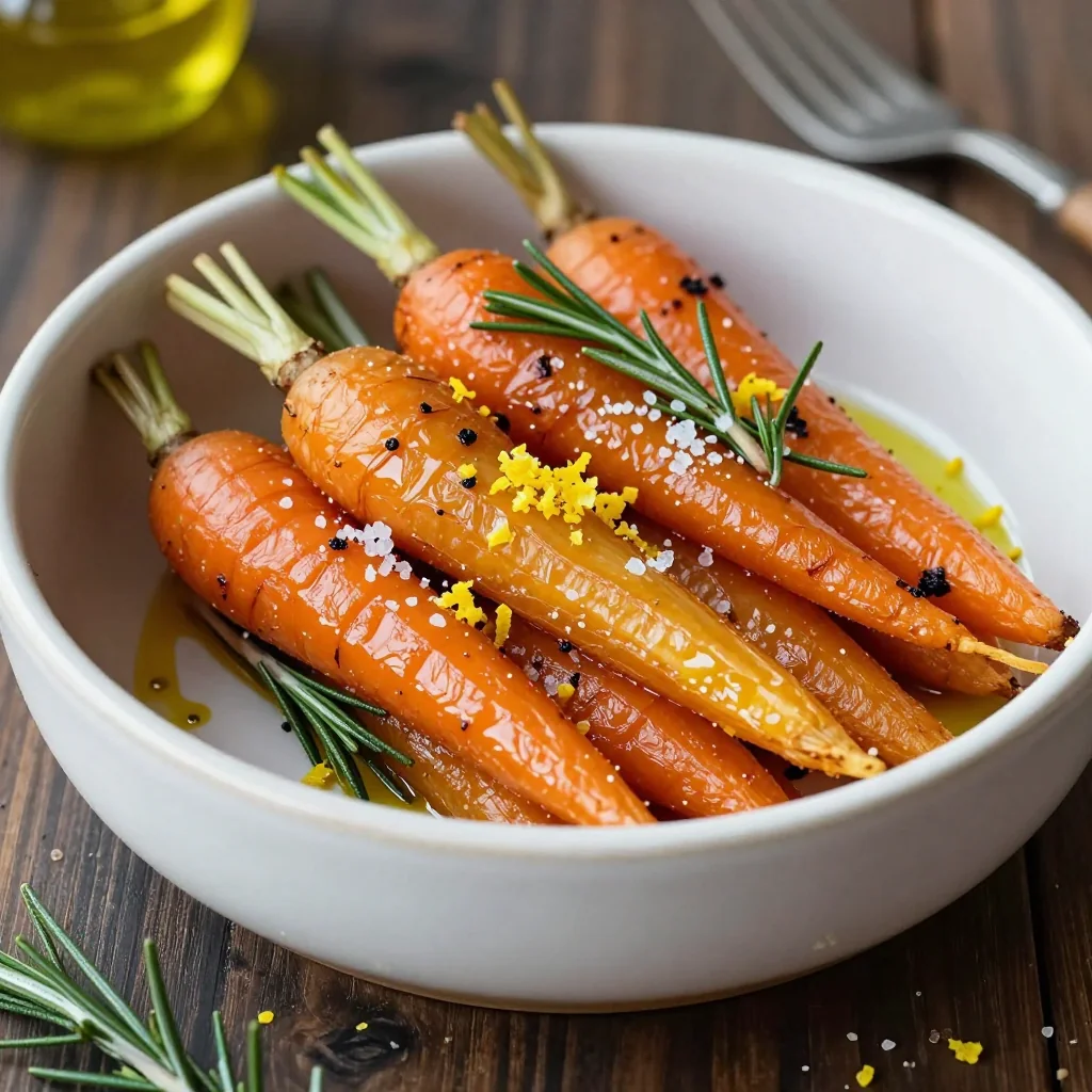 warm roasted carrot and parsnip medley with fresh rosemary and lemon