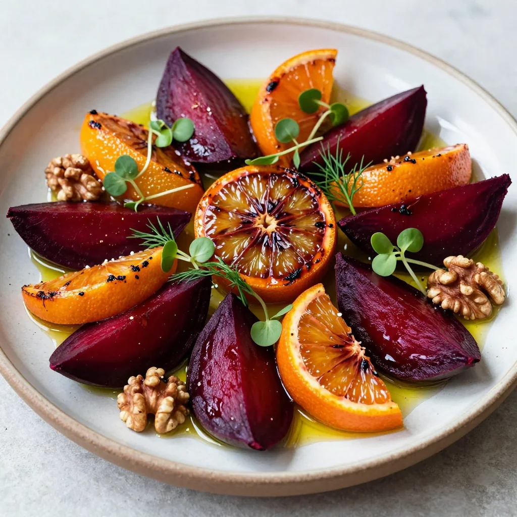 warm roasted citrus and beet salad with garlic for healthy winter meals