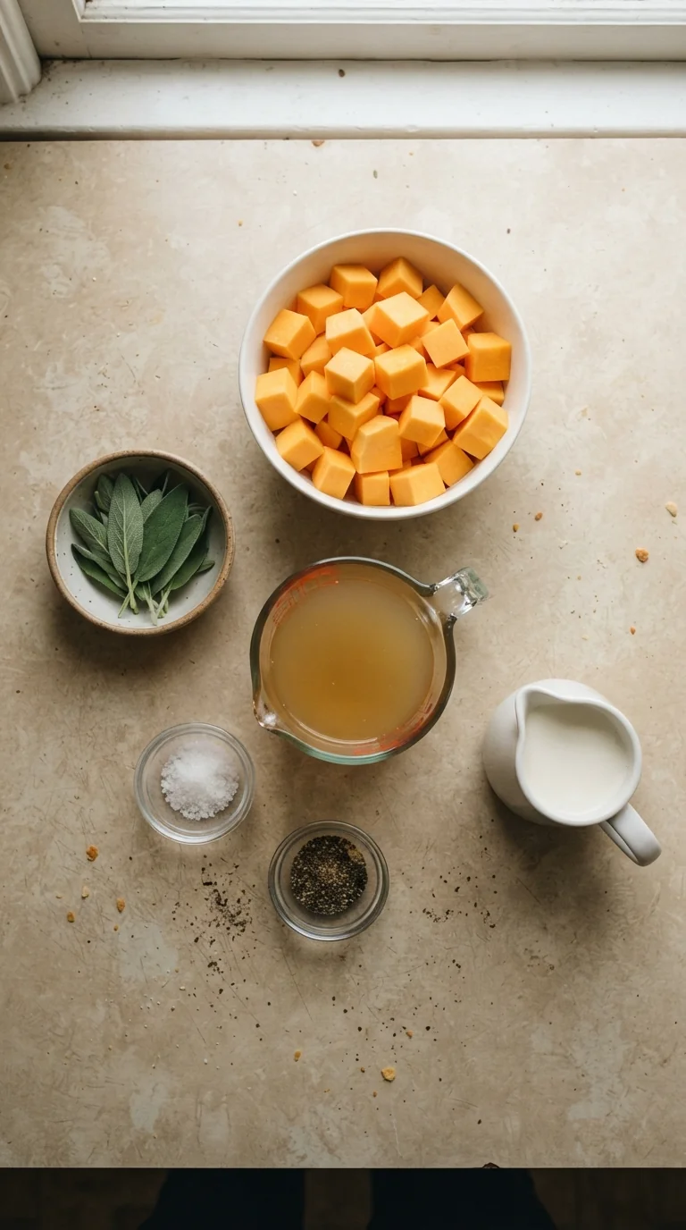 Ingredients for Creamy Butternut Squash Sage Soup