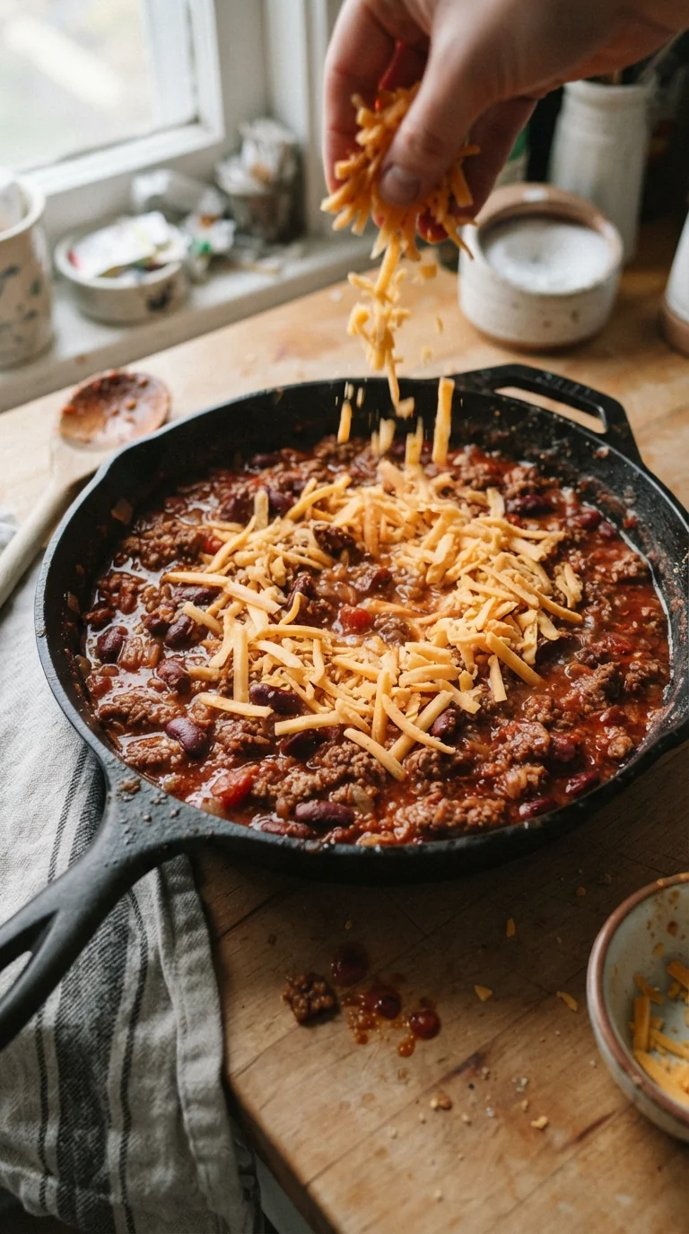 Step-by-step cooking of Cheesy Beef Chili Bake
