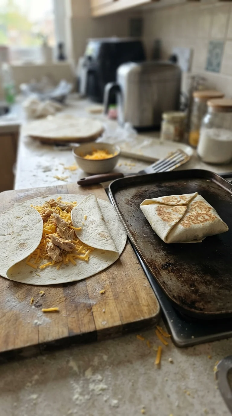Step-by-step cooking of Cheesy Garlic Chicken Wraps