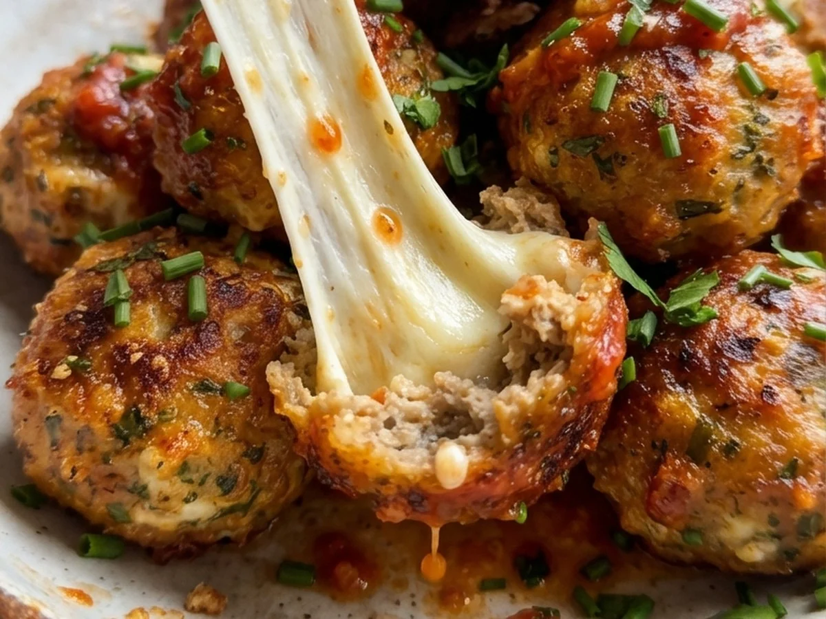 Cheesy Spinach Garlic Meatballs