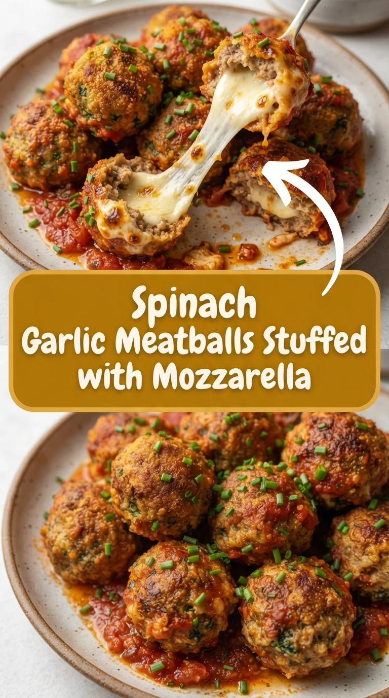 Golden-brown meatballs on a white plate, cut open to show melted mozzarella cheese inside, sprinkled with chopped chives