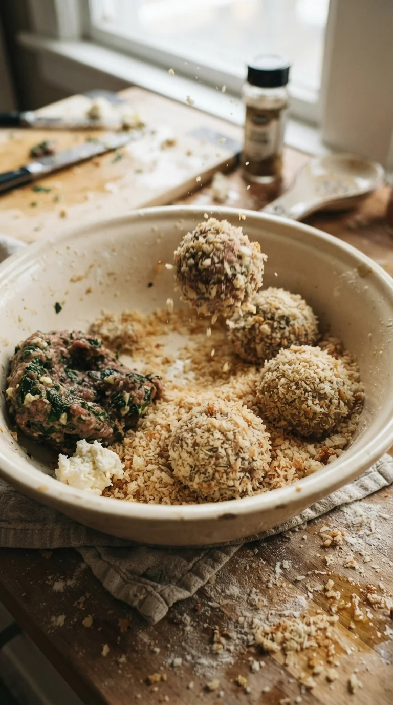 Step-by-step cooking of Cheesy Spinach Garlic Meatballs