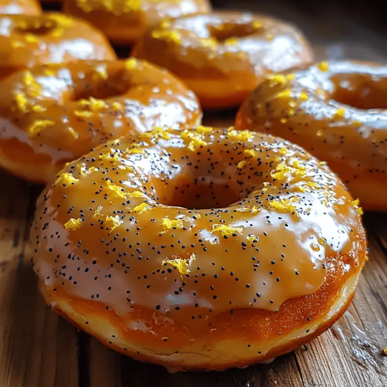 Doughnuts are often considered one of life's simplest pleasures, offering a soft, sweet bite that brings a smile to anyone's face. Among the myriad of flavors and styles, the Zesty Lemon Poppy Seed Glazed Donuts stand out with their vibrant flavor profile and delightful texture. The unique combination of tangy lemon and crunchy poppy seeds creates a refreshing twist on a classic treat, making these donuts not just a breakfast option but a versatile dessert perfect for any occasion—from brunch gatherings to afternoon teas and even as a delightful pick-me-up during the day.