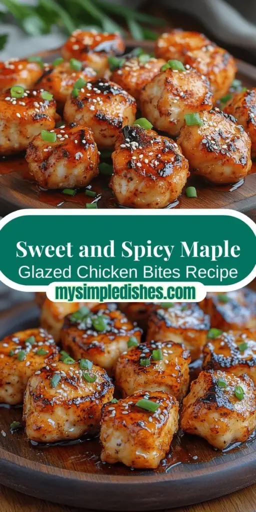 Discover the perfect blend of sweet and spicy with these delectable Spicy Maple Glazed Chicken Bites. This easy recipe features tender chicken marinated in a flavorful mix of pure maple syrup, soy sauce, and sriracha, creating a deliciously balanced dish that's sure to impress. Ideal for weeknight dinners, parties, or family gatherings, these chicken bites are quick to prepare and bursting with mouthwatering flavor. Elevate your meals with this versatile recipe today!