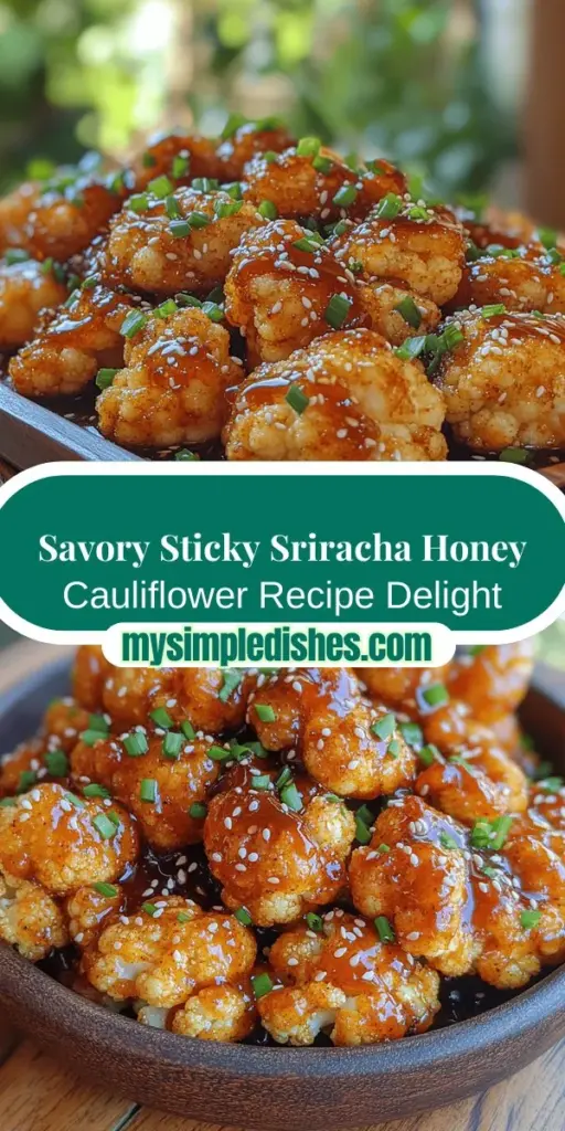 Discover the delicious Sticky Sriracha Honey Cauliflower recipe, perfect for health-conscious snack lovers or vegetarians looking for a mouthwatering treat. This dish combines the sweetness of honey with the bold heat of sriracha, creating a tasty, sticky sauce that enhances crispy baked cauliflower. Ideal for gatherings, meal prep, or as a savory snack, this recipe beautifully marries flavor and nutrition, making it a standout addition to any meal. Enjoy the delightful crunch and vibrant flavors that everyone will love!